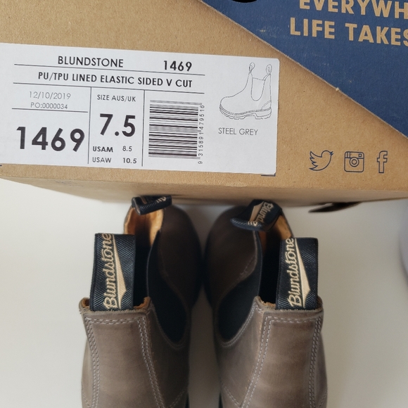 Blundstone 1469 Steel Grey Leather Chelsea Ankle Boots Size 8.5 New in Box - Picture 10 of 11